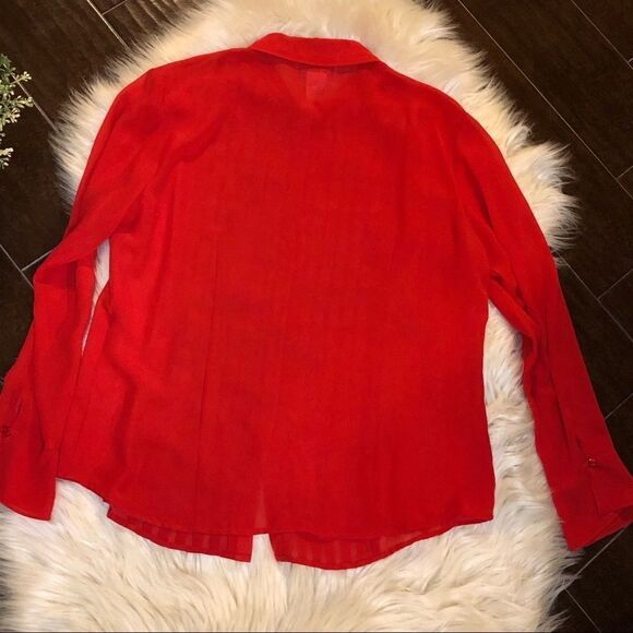 Jordan vintage red pleated front button down LG - Picture 5 of 7